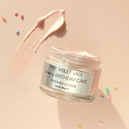 strawberry birthday cake · shimmer lotion